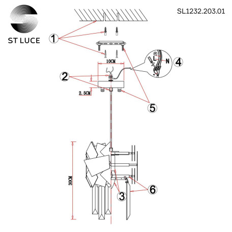 Схема с размерами ST Luce SL1232.203.01