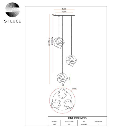 Схема с размерами ST Luce SL1175.303.03