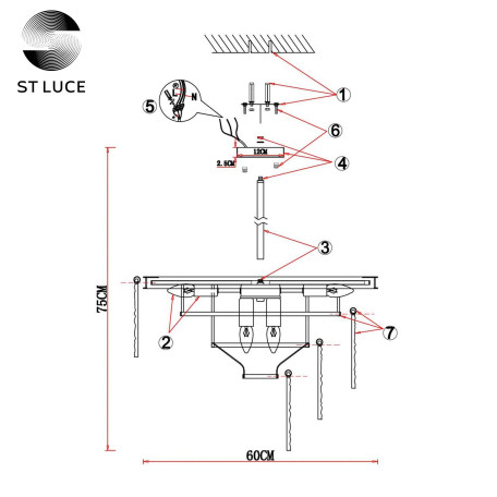 Схема с размерами ST Luce SL1230.302.08