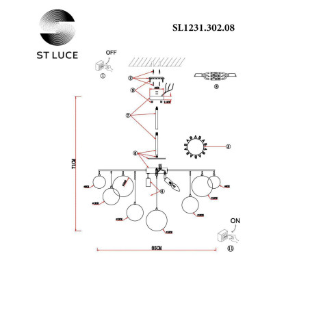 Схема с размерами ST Luce SL1231.302.08