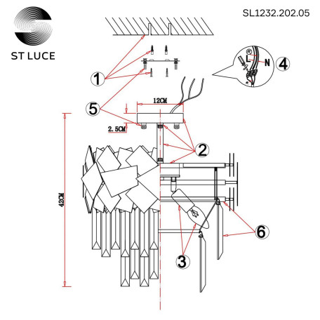Схема с размерами ST Luce SL1232.202.05
