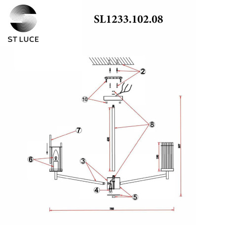 Схема с размерами ST Luce SL1233.102.08