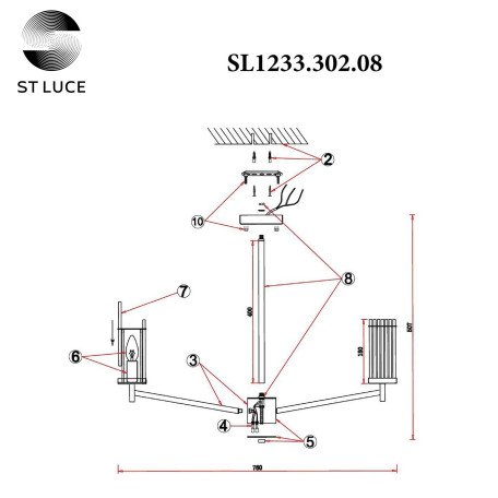 Схема с размерами ST Luce SL1233.302.08