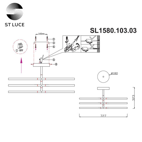 Схема с размерами ST Luce SL1580.103.03