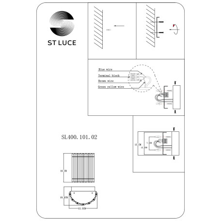 Схема с размерами ST Luce SL400.101.02
