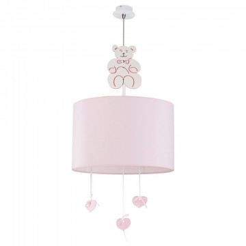 Подвесной светильник Nowodvorski Honey 6615, 1xE27x60W, розовый с бежевым, розовый, дерево с металлом, металл с деревом, текстиль, дерево