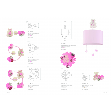 Подвесной светильник Nowodvorski Honey 6615, 1xE27x60W, розовый с бежевым, розовый, дерево с металлом, металл с деревом, текстиль, дерево - миниатюра 6
