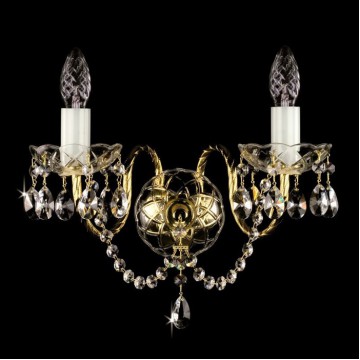 Бра Artglass VARVARA II., 2xE14x40W, золото с белым, золото с прозрачным, прозрачный, металл со стеклом, стекло с металлом, стекло - миниатюра 1