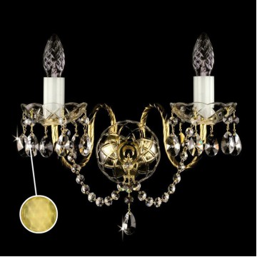 Бра Artglass VARVARA II. CE - 3003, 2xE14x40W, золото с белым, золото с прозрачным, желтый, металл со стеклом, стекло с металлом, хрусталь Artglass Crystal Exclusive