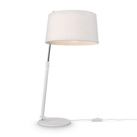 Настольная лампа Maytoni Bergamo MOD613TL-01W, 1xE27x60W, белый с хромом, бежевый, металл, текстиль