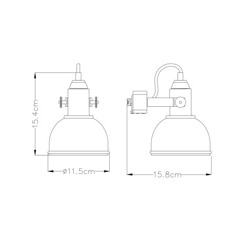 Схема с размерами Arte Lamp A5213PL-1WH