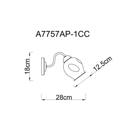 Схема с размерами Arte Lamp A7757AP-1CC