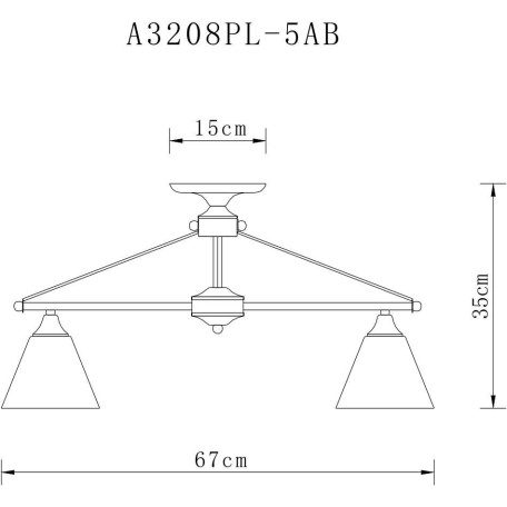 Схема с размерами Arte Lamp A3208PL-5AB