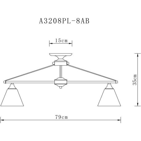 Схема с размерами Arte Lamp A3208PL-8AB