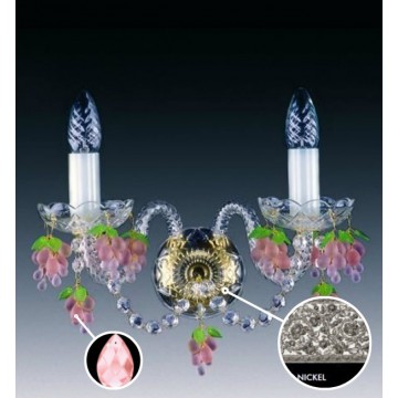 Бра Artglass KYRA II. NICKEL ROZALIN, 2xE14x40W, никель с прозрачным, никель с белым, прозрачный с никелем, розовый, стекло