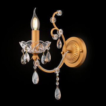 Бра Maytoni Sevilla DIA004-01-G, 1xE14x60W, золото с прозрачным, коньячный, металл со стеклом, хрусталь - миниатюра 2