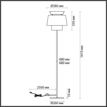 Схема с размерами Odeon Light 4992/1F