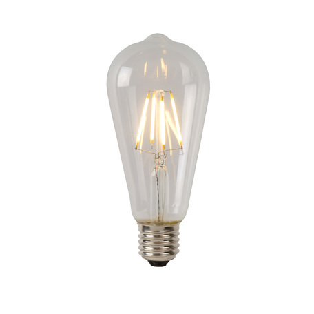 Филаментная светодиодная лампа Lucide 49015/05/60 прямосторонняя груша E27 5W, 2700K (теплый) CRI80 220V, диммируемая, гарантия 30 дней