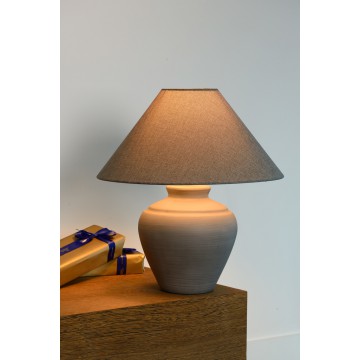 Настольная лампа Lucide Bonjo 44501/81/36, 1xE27x60W, серый, керамика, текстиль - миниатюра 2