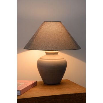 Настольная лампа Lucide Bonjo 44501/81/36, 1xE27x60W, серый, керамика, текстиль - миниатюра 3