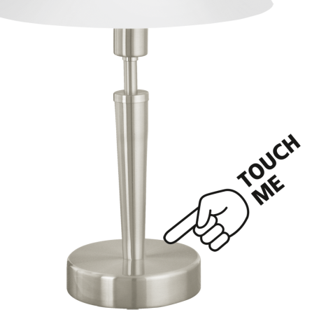 Настольная лампа Eglo Solo 1 85104, 1xE14x60W, никель, белый, металл, стекло - миниатюра 3
