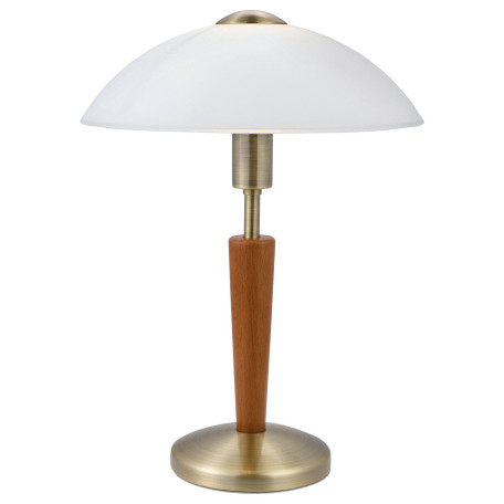 Настольная лампа Eglo Solo 1 87256, 1xE14x60W, бронза, коричневый, белый, дерево, стекло - миниатюра 1