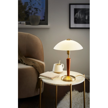 Настольная лампа Eglo Solo 1 87256, 1xE14x60W, бронза, коричневый, белый, дерево, стекло - миниатюра 2