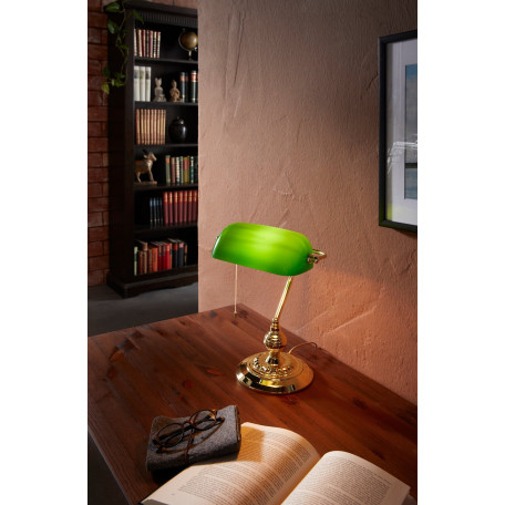 Настольная лампа Eglo Banker 90967, 1xE27x60W, золото, зеленый, металл, стекло - миниатюра 2