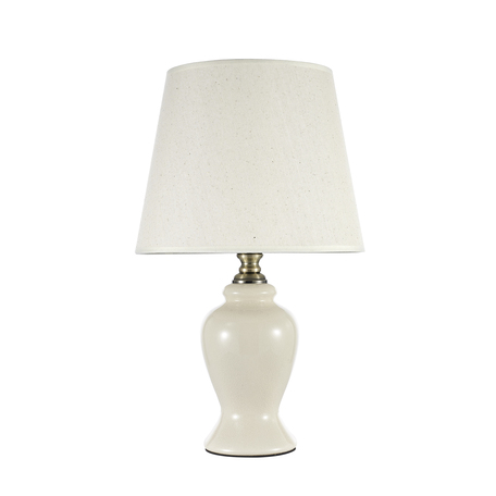 Настольная лампа Arti Lampadari Lorenzo E 4.1 LG, 1xE27x60W, бежевый с бронзой, белый, керамика, текстиль - миниатюра 1