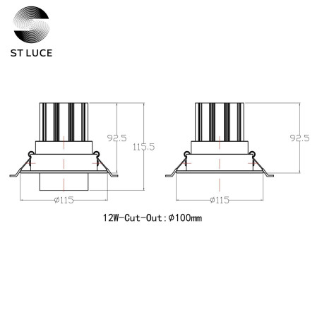 Схема с размерами ST Luce ST701.538.12