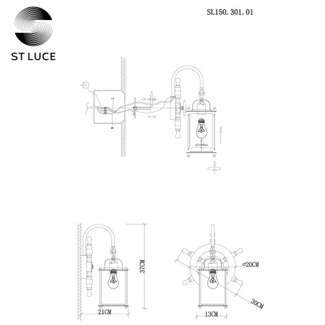 Схема с размерами ST Luce SL150.301.01