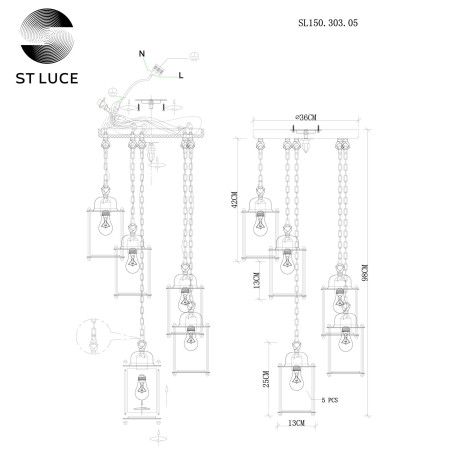 Схема с размерами ST Luce SL150.303.05