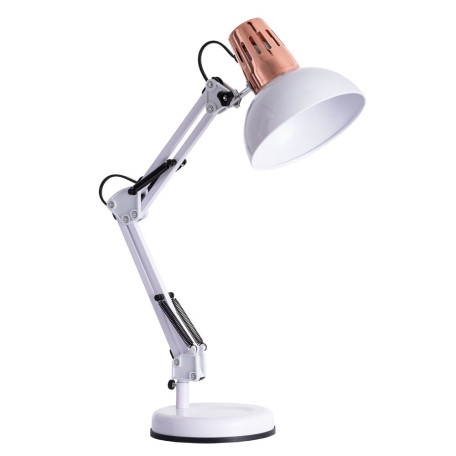 Настольная лампа Arte Lamp Luxo A2016LT-1WH, 1xE27x40W, белый с медью, белый, металл - миниатюра 1
