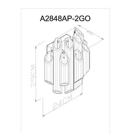 Схема с размерами Arte Lamp A2848AP-2GO