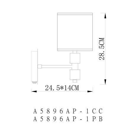 Схема с размерами Arte Lamp A5896AP-1CC
