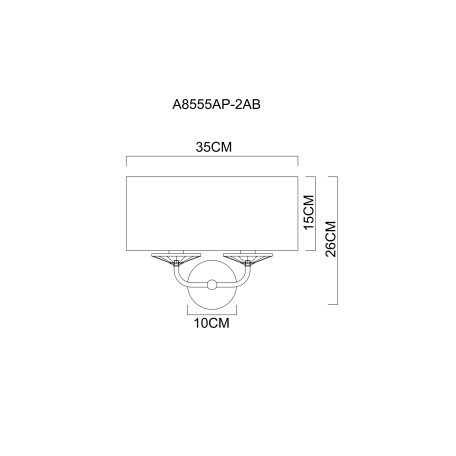 Схема с размерами Arte Lamp A8555AP-2AB