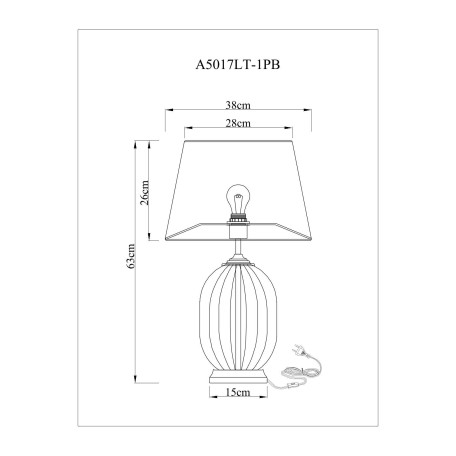 Схема с размерами Arte Lamp A5017LT-1PB