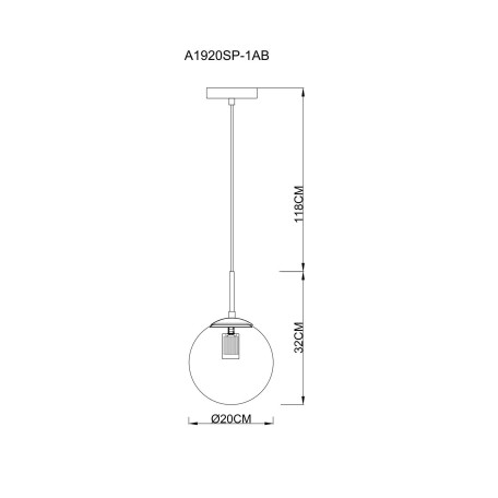 Схема с размерами Arte Lamp A1920SP-1AB