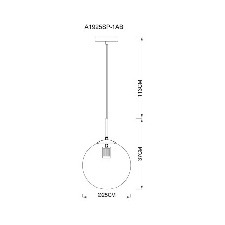 Схема с размерами Arte Lamp A1925SP-1AB