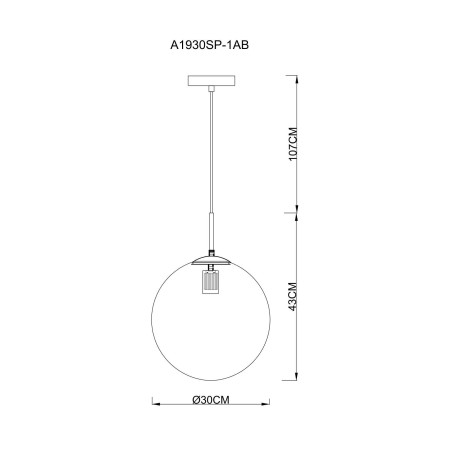 Схема с размерами Arte Lamp A1930SP-1AB
