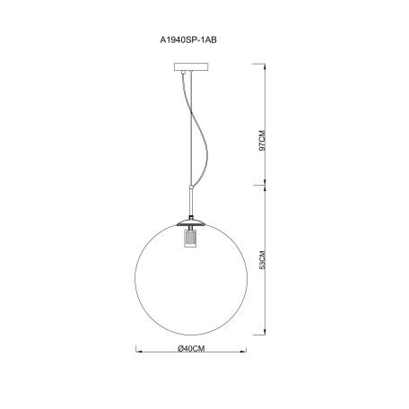 Схема с размерами Arte Lamp A1940SP-1AB