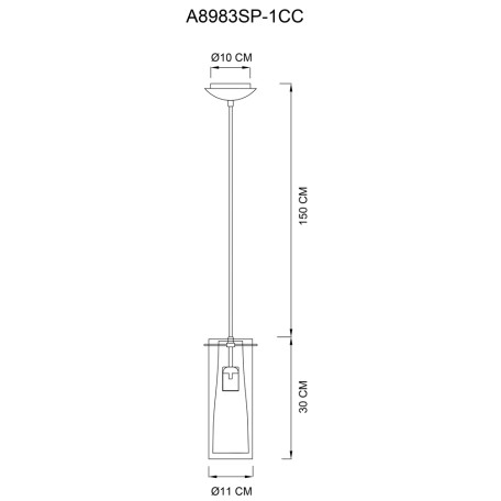 Схема с размерами Arte Lamp A8983SP-1CC