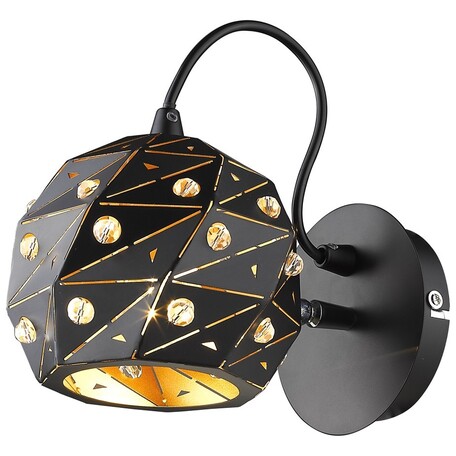 Настенный светильник с регулировкой направления света Wertmark Delfina WE263.01.021, 1xE27x60W, черный, металл, металл с хрусталем