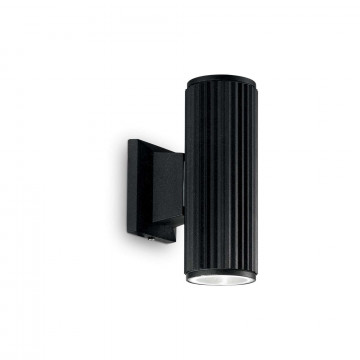 Настенный светильник Ideal Lux BASE AP2 NERO 129433, IP44, 2xGU10x28W, черный, металл, стекло