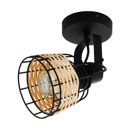Потолочный светильник с регулировкой направления света Eglo Trend & Vintage Nature Anwick 1 43324, 1xE27x40W, черный, бежевый, металл, ротанг