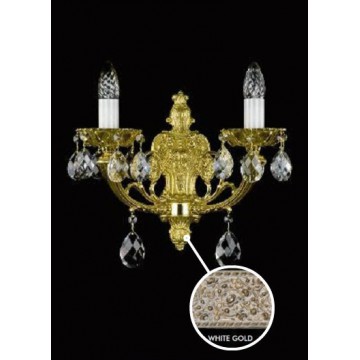 Бра Artglass LIVIA II. WHITE GOLD CE, 2xE14x40W, золото с белым, прозрачный, металл, хрусталь Artglass Crystal Exclusive