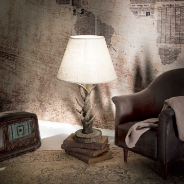 Настольная лампа Ideal Lux CHALET TL1 128207, 1xE27x60W, коричневый, бежевый, пластик, текстиль - миниатюра 2