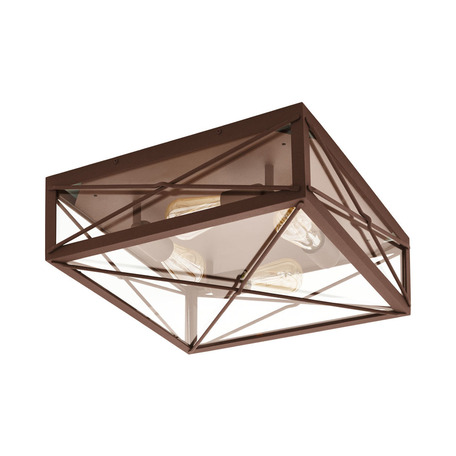 Потолочный светильник Eglo Gaudesi 64752, 4xE27x60W, коричневый, прозрачный, металл, стекло
