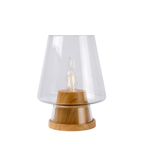 Настольная лампа Lucide Glenn 71543/01/72, 1xE14x40W, коричневый, прозрачный, дерево, стекло - миниатюра 1