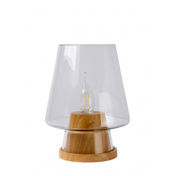Настольная лампа Lucide Glenn 71543/01/72, 1xE14x40W, коричневый, прозрачный, дерево, стекло - миниатюра 2